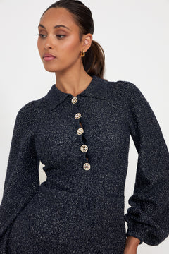 Eira Sparkle Knit Mini Dress - Navy