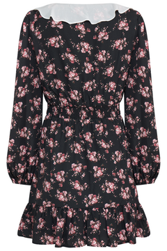 Enya Ruffle Floral Mini Dress - Pink Flower