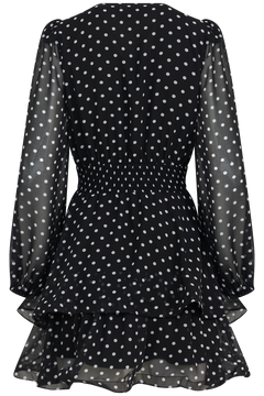 Jade Wave Polka Dot Dress - Black Dot