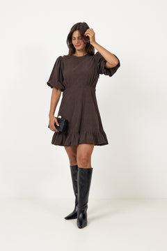 Kaysa Cord Mini Dress - Dark Brown