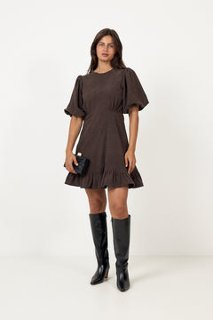 Kaysa Cord Mini Dress - Dark Brown