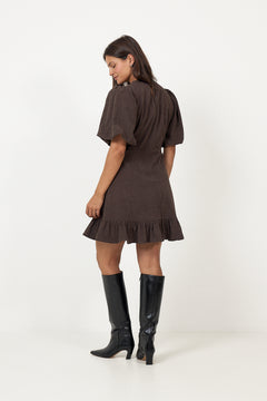 Kaysa Cord Mini Dress - Dark Brown