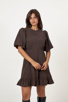 Kaysa Cord Mini Dress - Dark Brown