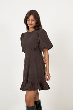 Kaysa Cord Mini Dress - Dark Brown