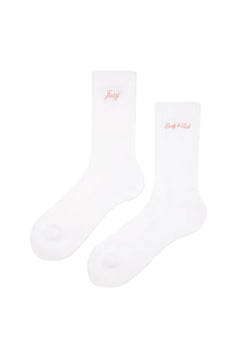 Juicy Script Sock - White/Rose