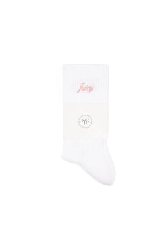 Juicy Script Sock - White/Rose