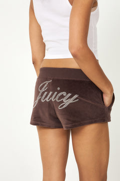 Juicy Script Velour Short - Chocolate