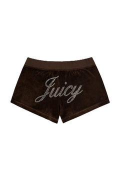 Juicy Script Velour Short - Chocolate