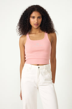 Juicy Crown Ribbed Tank - Rose