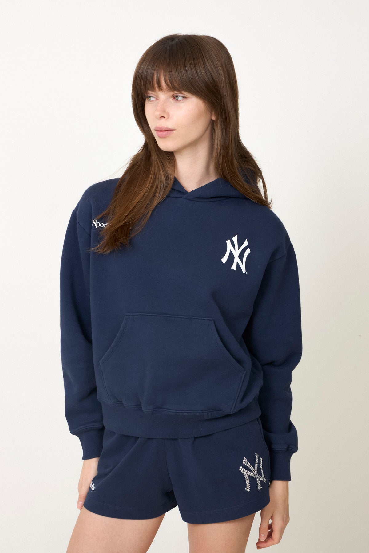 Yankees Curve Hoodie - Dark Navy/White