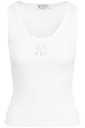 Yankees Krystal Cropped Tank - White/Dark Navy
