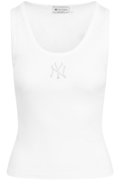 Yankees Krystal Cropped Tank - White/Dark Navy