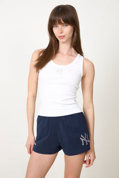 Yankees Krystal Cropped Tank - White/Dark Navy