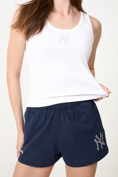Yankees Krystal Cropped Tank - White/Dark Navy