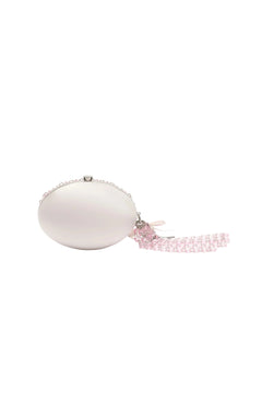 Oval Crystal Chain Clutch Bag - Pink