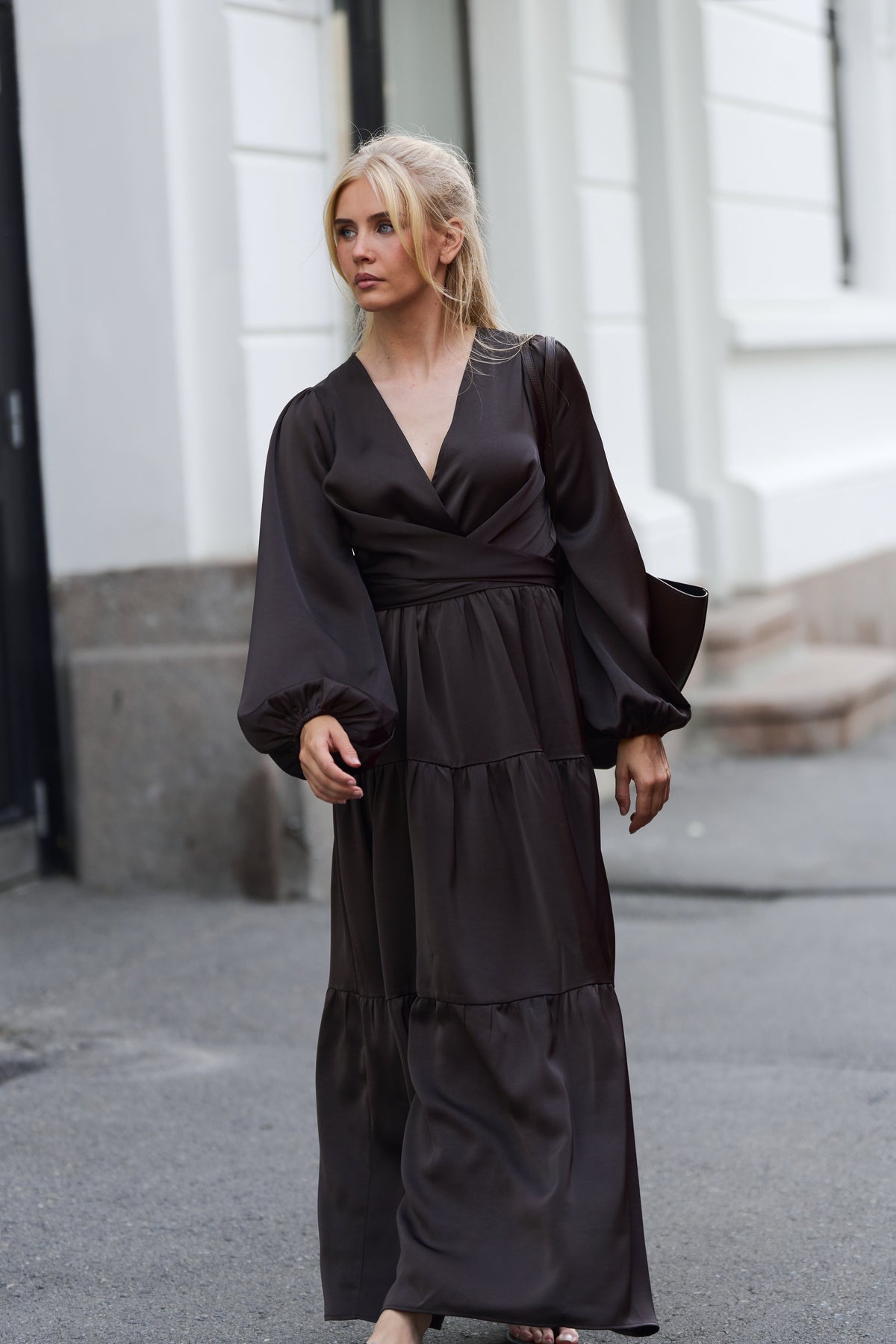 Hedvig Satin Dress - Dark Brown
