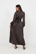 Hedvig Satin Dress - Dark Brown