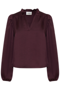 Hilde Satin Blouse - Wine