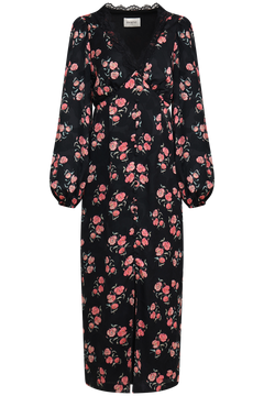 Annicken Floral Midi Dress - Black Floral