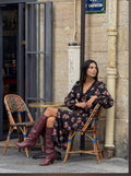 Annicken Floral Midi Dress - Black Floral