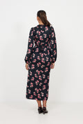 Annicken Floral Midi Dress - Black Floral