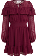 Eyra Ruffle Mini Dress - Bordeaux