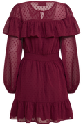 Eyra Ruffle Mini Dress - Bordeaux