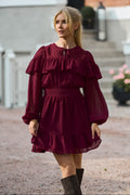 Eyra Ruffle Mini Dress - Bordeaux