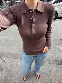 Marte Ls Solid Polo - Brown