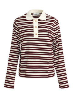 Isabelle Striped Polo Jumper - Burgundy