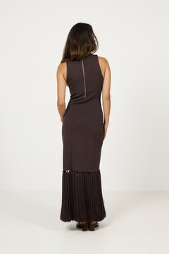 Sofina Knit Tassel Midi Dress - Chocolate