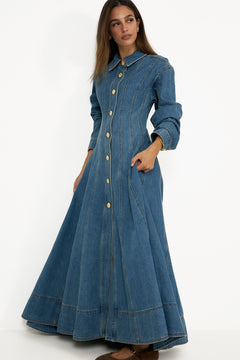 Viva Denim Midi Dress - Stormy Indigo