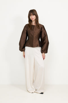 Vendela Balloon Sleeve Blouse - Dark Brown
