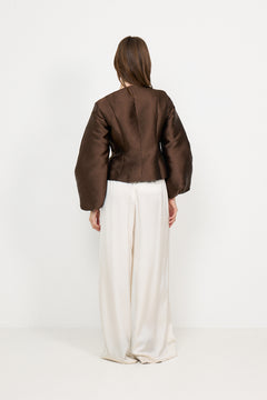 Vendela Balloon Sleeve Blouse - Dark Brown