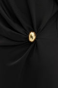 Zilla Brooch Detailed Maxi Dress - Black