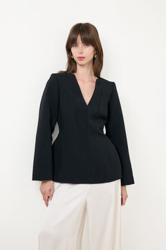 Ninni Cut-Out Shoulder Hourglass Top - Black