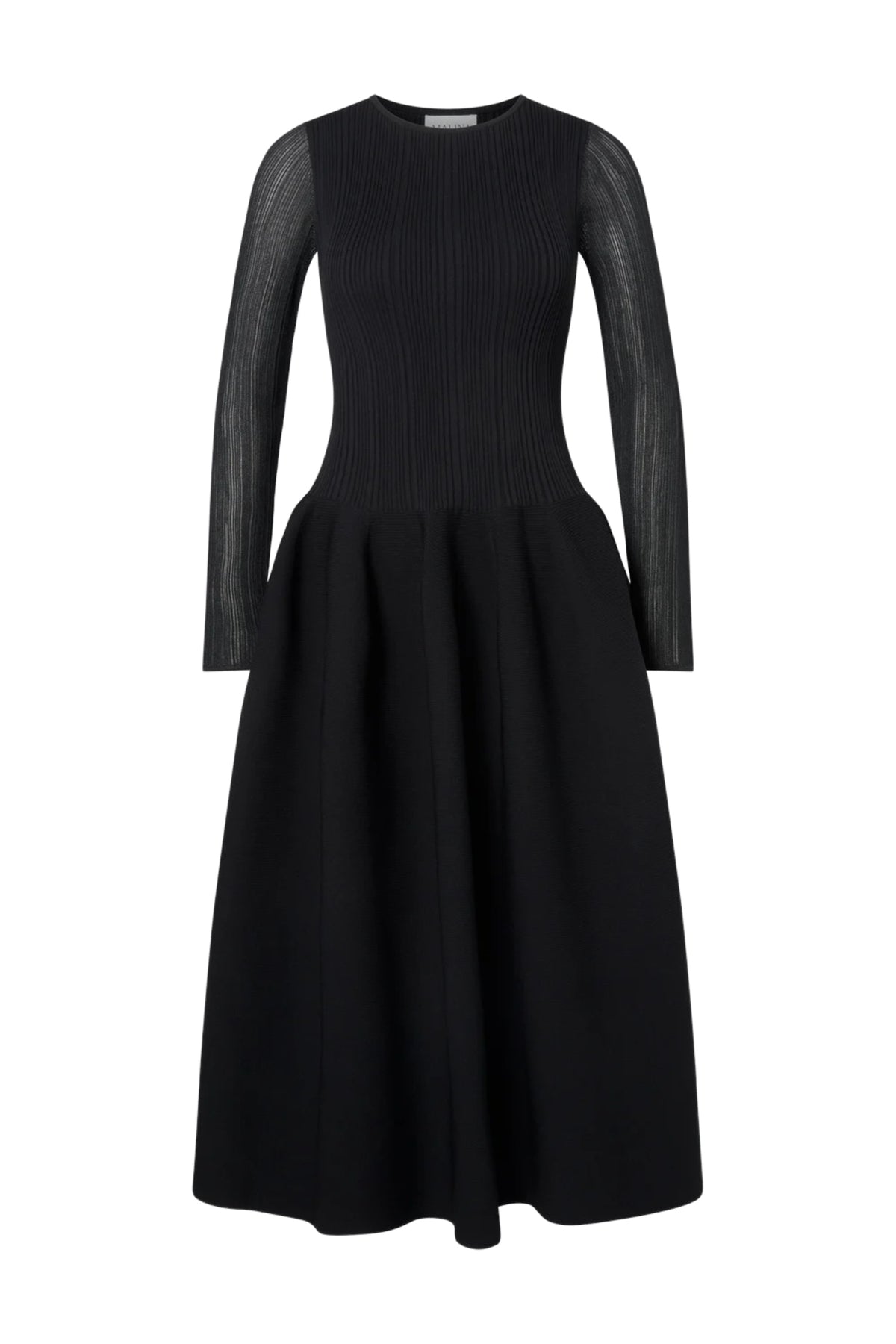 Elona Voluminous Skirt Knitted Midi Dress - Black