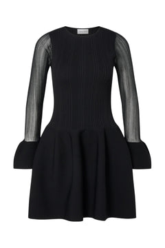 Elona Voluminous Skirt Knitted Mini Dress - Black