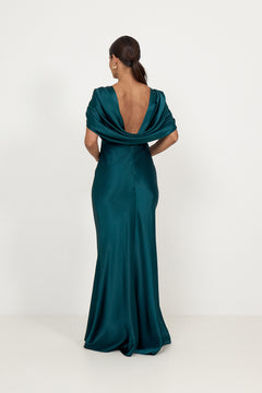 Louise Draped Back Maxi Dress - Teal