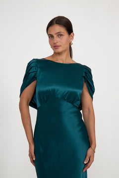 Louise Draped Back Maxi Dress - Teal