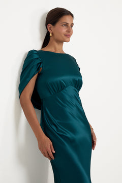 Louise Draped Back Maxi Dress - Teal