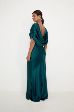 Louise Draped Back Maxi Dress - Teal