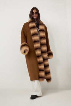 Anouk Yve Faux Fur Wool Coat - Camel Anouk Yve
