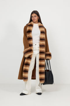 Anouk Yve Faux Fur Wool Coat - Camel Anouk Yve