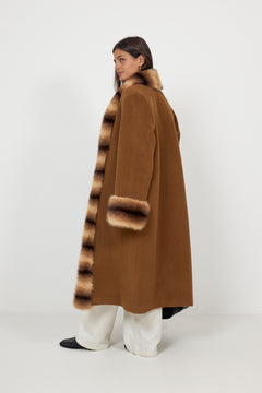 Anouk Yve Faux Fur Wool Coat - Camel Anouk Yve