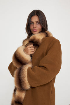 Anouk Yve Faux Fur Wool Coat - Camel Anouk Yve