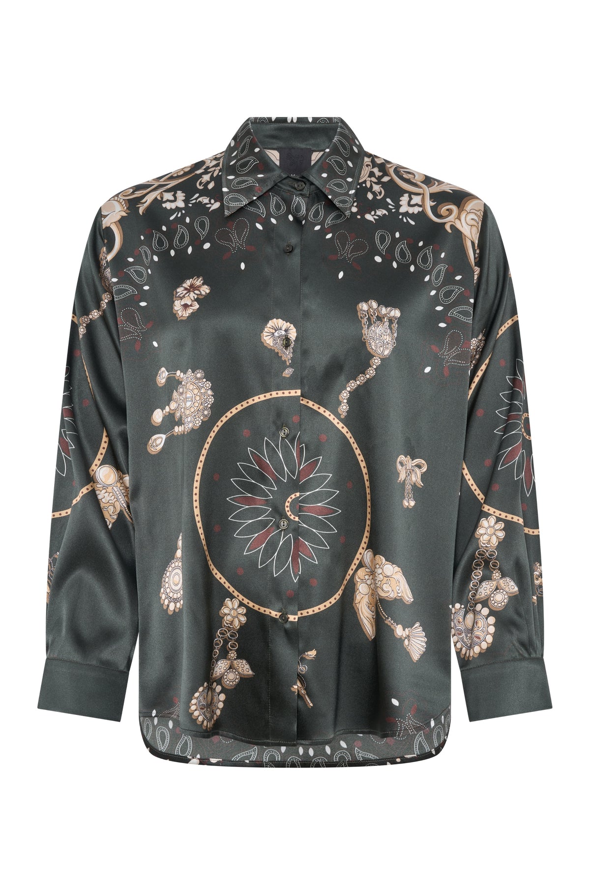 Oline Printed Blouse - Bottle Green