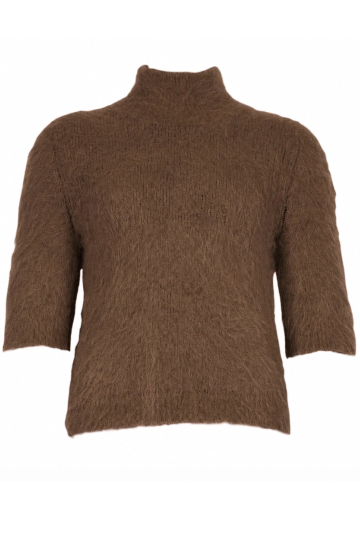 Hairy Knit Turtleneck - Brown