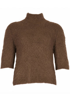 Hairy Knit Turtleneck - Brown