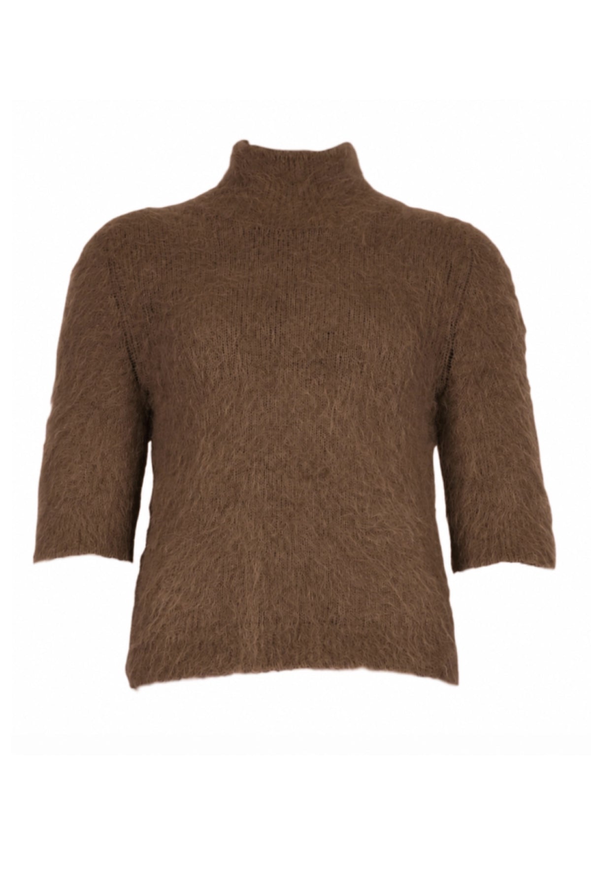 Hairy Knit Turtleneck - Brown